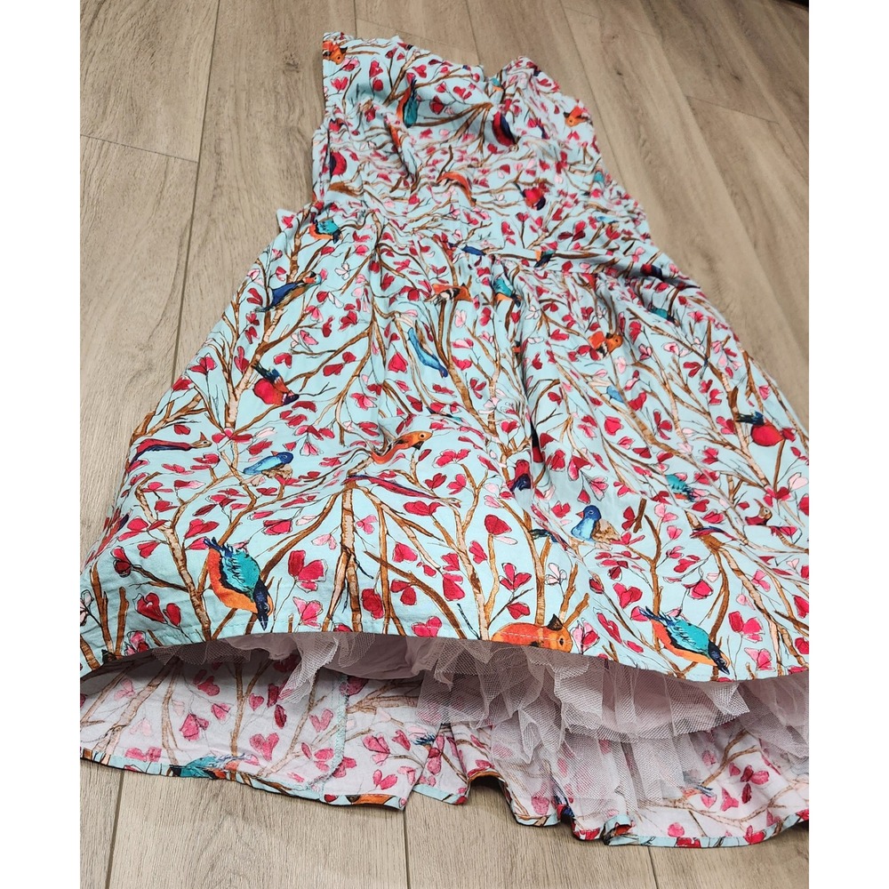 Retrolicious Women 3X Bird Print Fit Flare Spring Dress Side Zip 100% Cotton USA - Picture 9 of 12